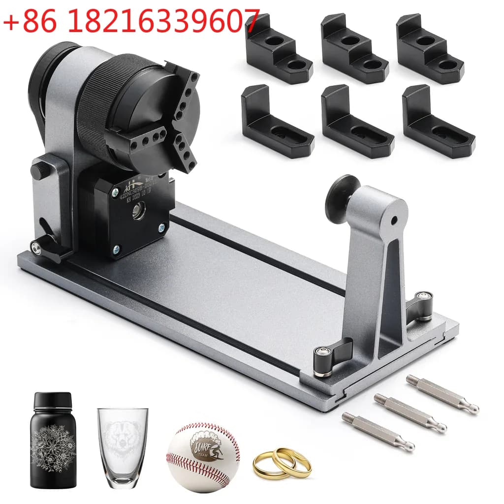 Kit Accessori Incisore Laser 3-in-1 per Macchine Incisatrici K10 X1, Mandrino Multimandrino per Anelli, Bottiglie, Oggetti Cilindrici