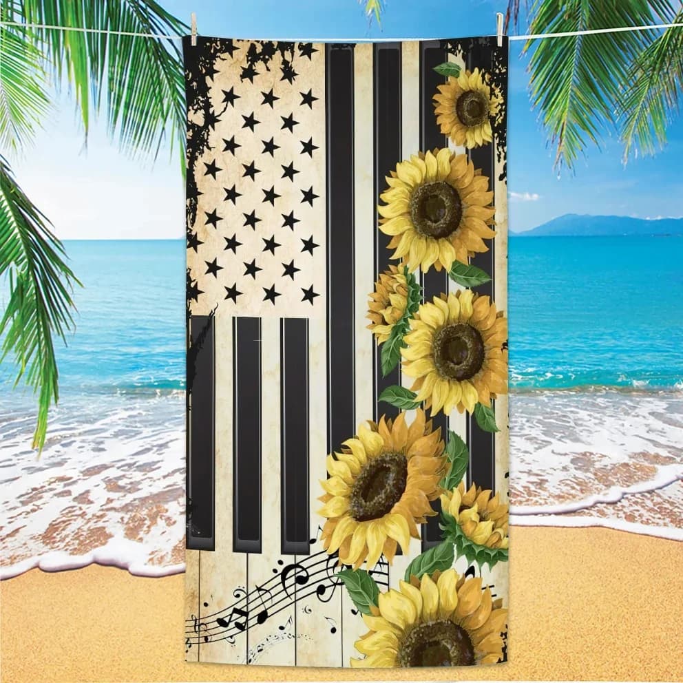 Asciugamano da spiaggia girasole, stampa digitale sottile in microfibra antisabbia ad asciugatura rapida leggero per nuotare, yoga, viaggi, palestra, regalo
