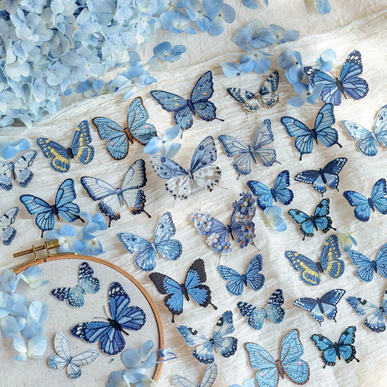 20pcs/lot Kawaii Stationery Stickers Butterfly Fabric Book Junk journaling sticker Planner Decorative Mobile Scrapbooking