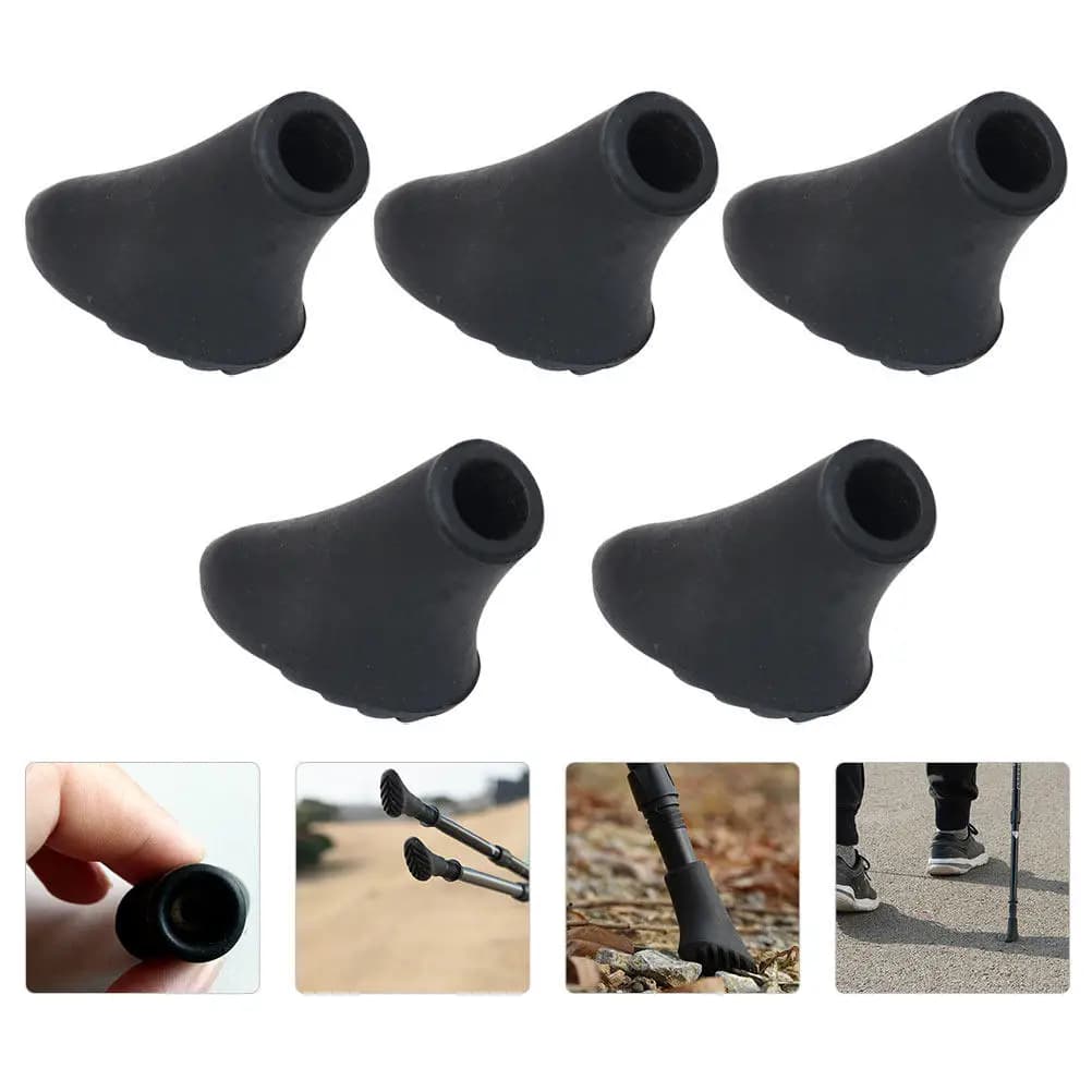 5Pcs Trekking Pole Accessories Rubber Tips Thickened Pole Tip Protectors Improve Traction Stability for Hard Surfaces Hiking