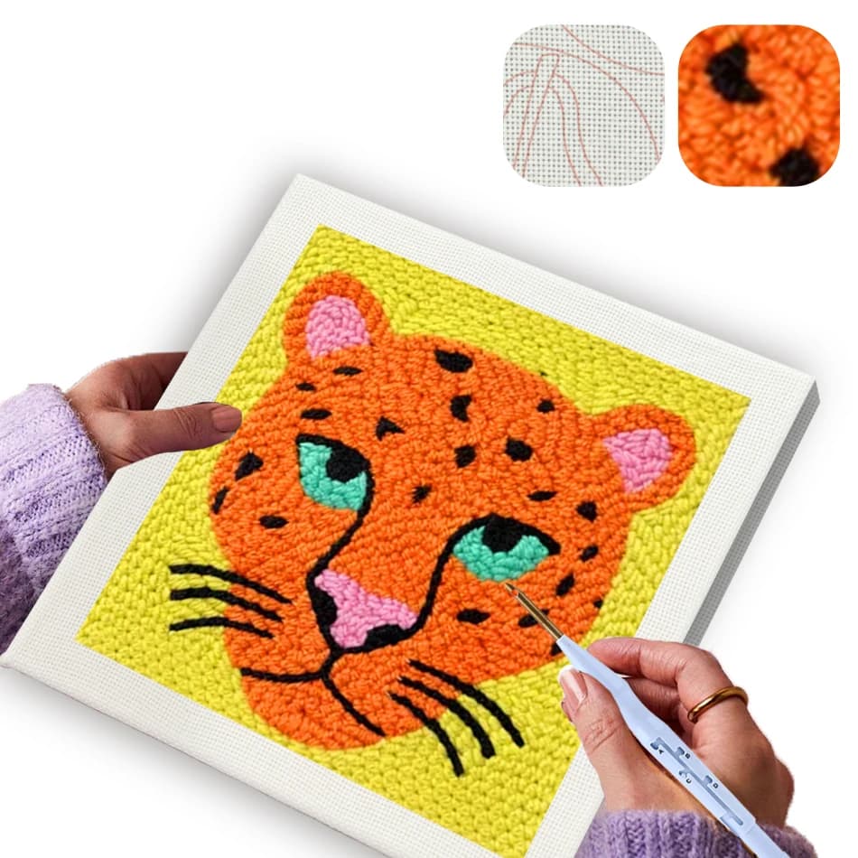 GATYZTORY embroidery punch needle starter kit animals simple Picture for needlework and creativity Tufting Sewing Dopamine Decor