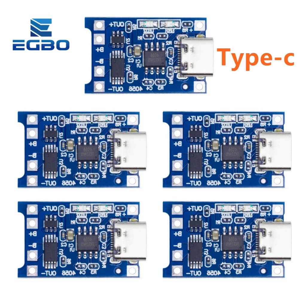 5 pz type-c USB 5V 1A 18650 TP4056 modulo caricabatteria al litio scheda di ricarica con protezione doppia funzione 1A li-ion buono