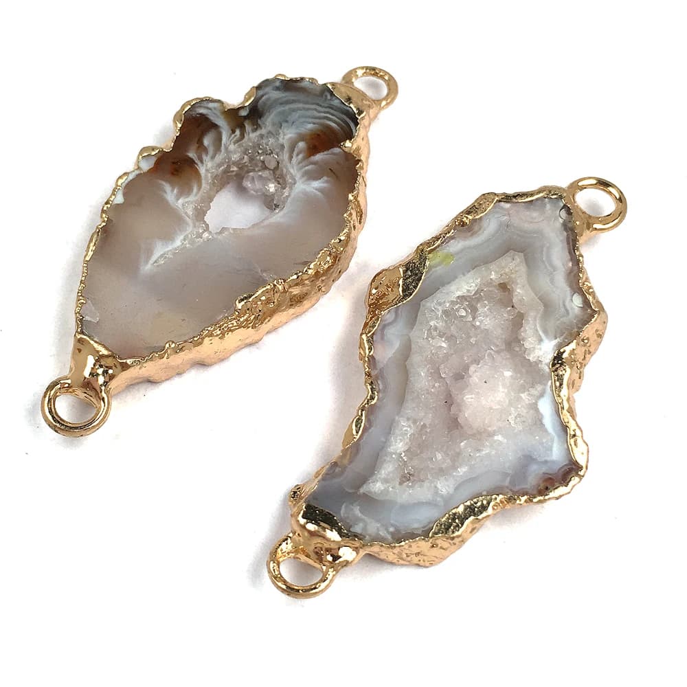 Connettore in pietra naturale Irregolare blu argento bordo bocciolo di cristallo ciondolo fascino fai da te per collana creazione di gioielli accessorio