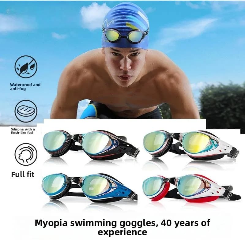 Electroplated Professional Swimming Eyelets, Comfortable, Waterproof, Anti-fog, for Men and Women, with Large Montatura