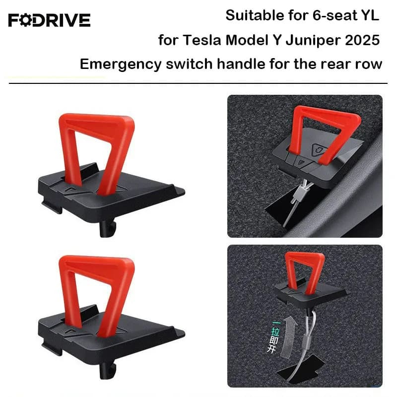 For Tesla Model Y Juniper 2025: Rear Door Emergency Handle, Manual Unlock Cable, Emergency Opening Safety Cord, Car Interior Accessories