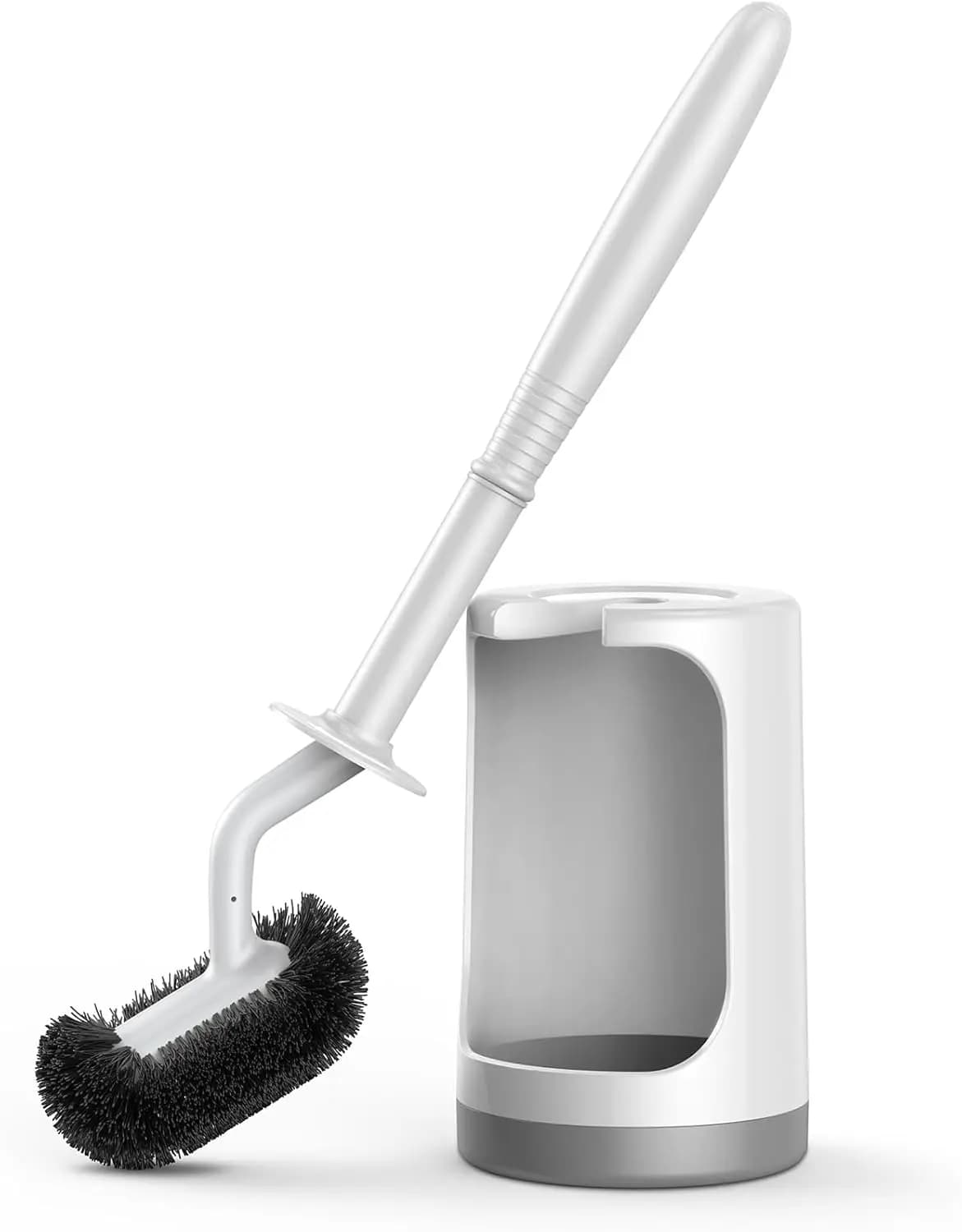 Set di spazzole per WC curve con supporto - Design compatto per piccoli spazi, accessori moderni per il bagno, bianco