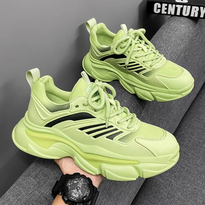 Men's Summer New Thick Bottom Dad Shoes Mesh Breathable Lightweight Casual Sports Shoes Teenagers Running Shoes Fashionable