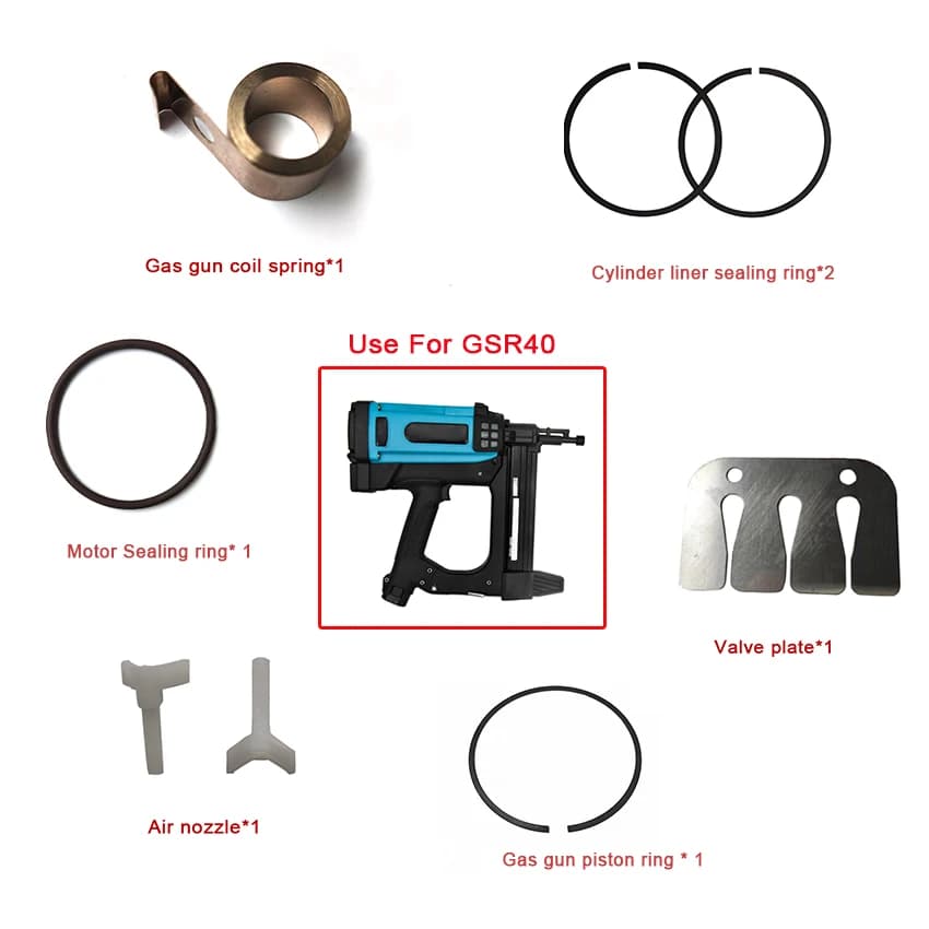 GSR40 accessori per pistola sparachiodi a Gas cucitrice elettrica a Gas museruola pistone molla motore anello di tenuta anello cilindro parti di utensili pneumatici