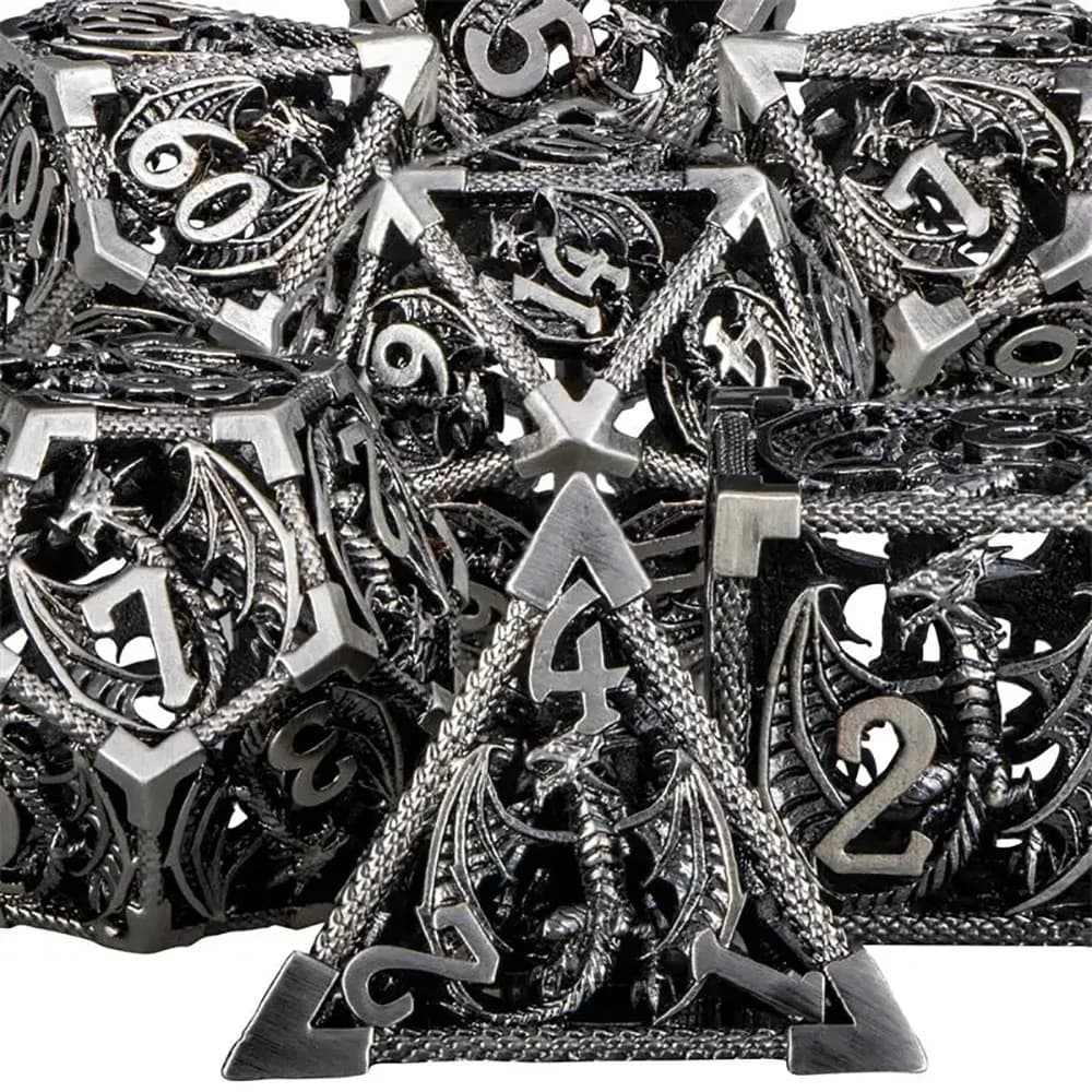 Hollow Metal Dice set Dragon Dices DND Metal Dice for Dungeon and Dragons DND RPG Polyhedral Dices set D100 D6 D8 D10 D12 D20