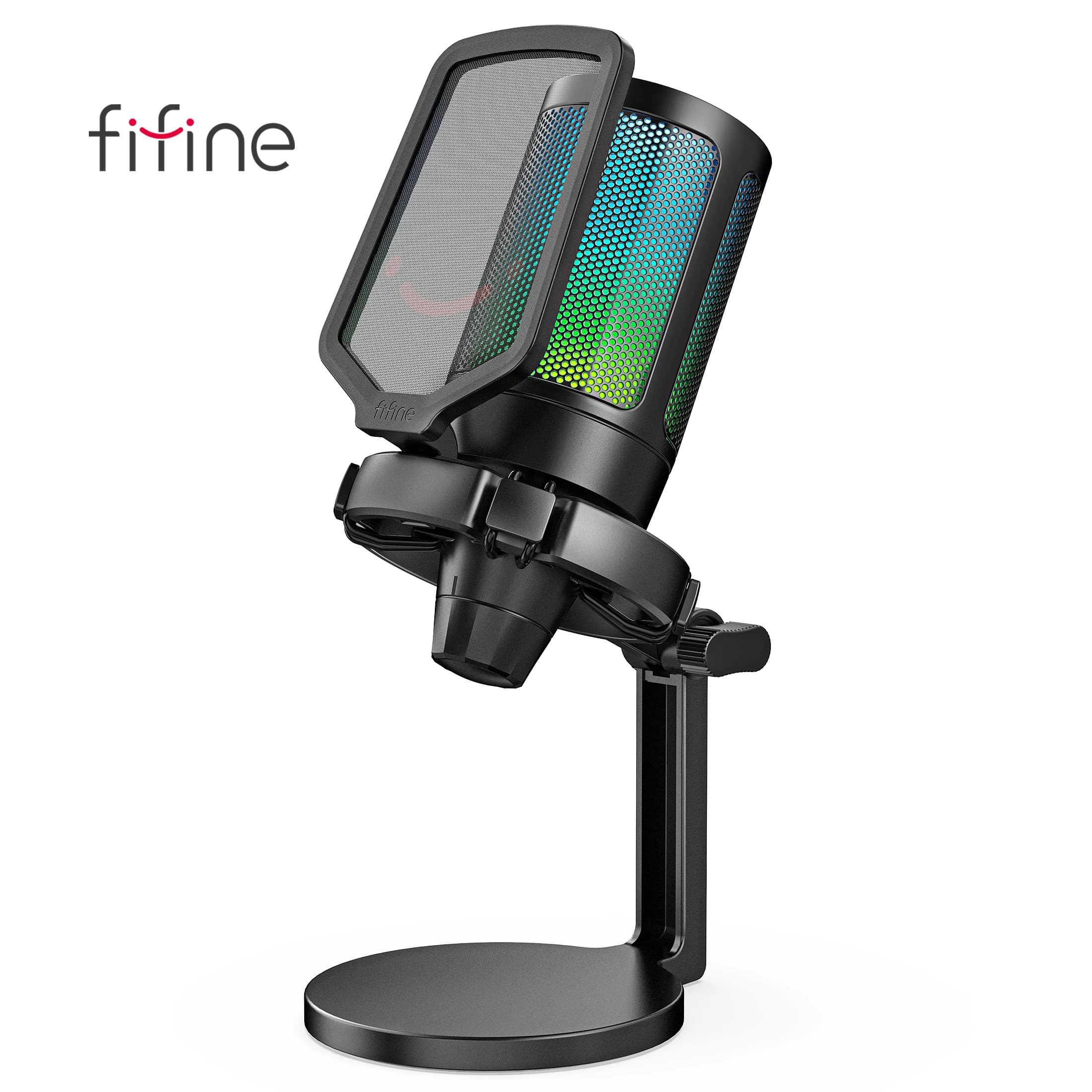 Microfono da Gaming FIFINE AmpliGame con Supporto Antiurto, Manopola del Guadagno, Funzione Touch-Mute, Microfono a Condensatore per Streaming e Podcast per PC, Switch, PS5-A6NEO