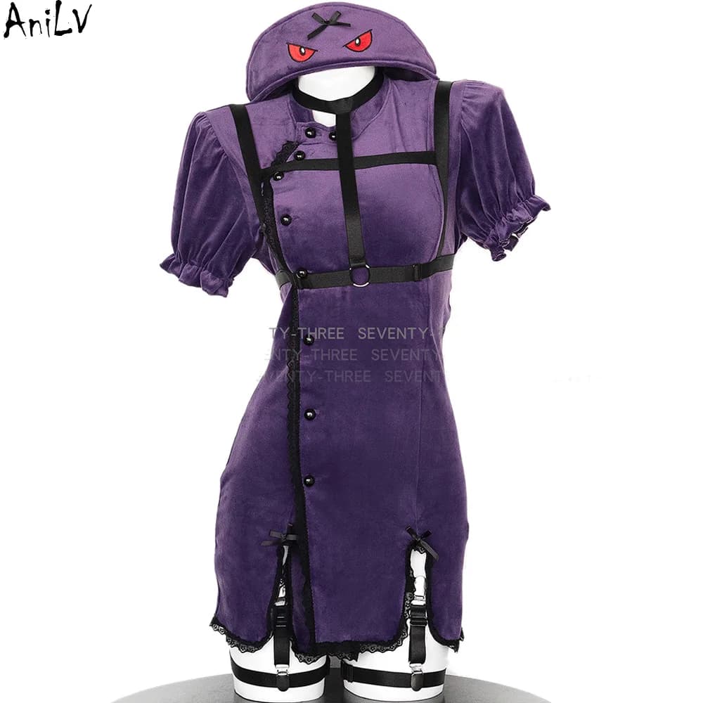 AniLV Halloween Piccolo Demone Fantasma Principessa Uniforme Donna Abito Viola Diavolo Abiti Costume Cosplay