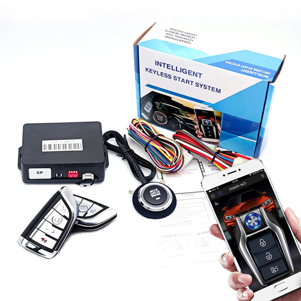 Kirbin Pulsante universale per auto Start Stop Sistema di avviamento ingresso senza chiave APP Bluetooth PKE Accensione telecomando Allarme auto