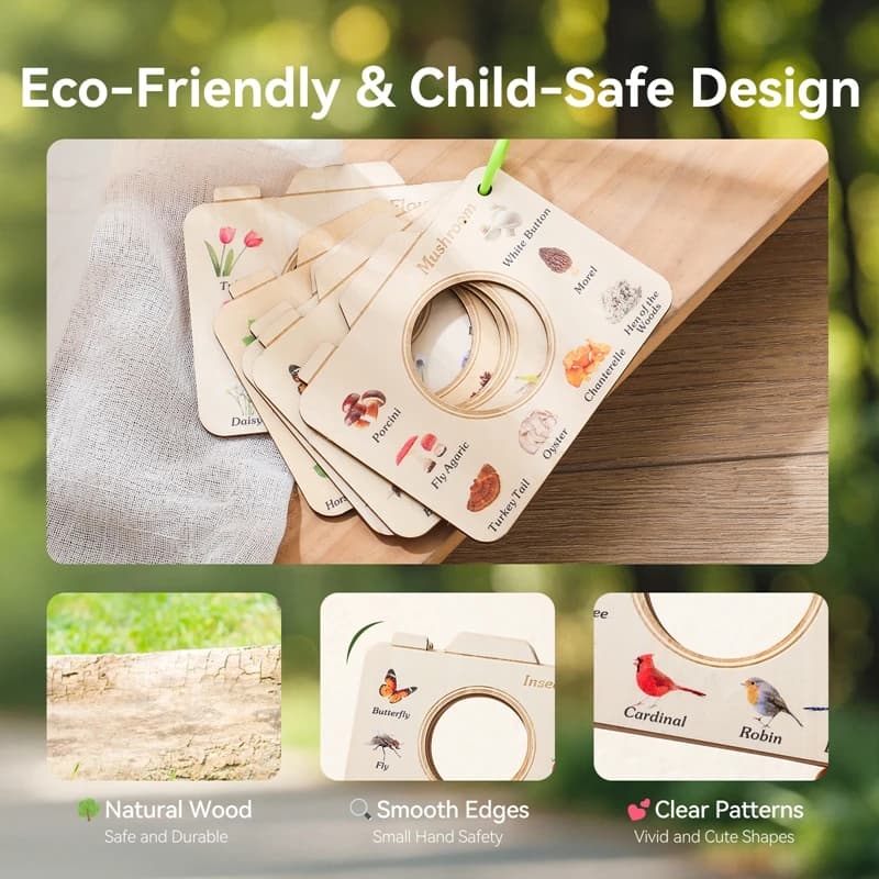 Montessori Toys Kid Animal And Plant Cognition Wooden Books Outdoor Exploration Educational Learning Toys For Children Baby Gift