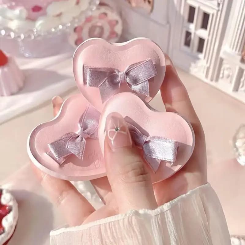 1pcs Heart Bow Makeup Powder Puffs That Can Be Used In Both Dry And Wet Combinations Cotton Candy Air Cushion Powder Puff