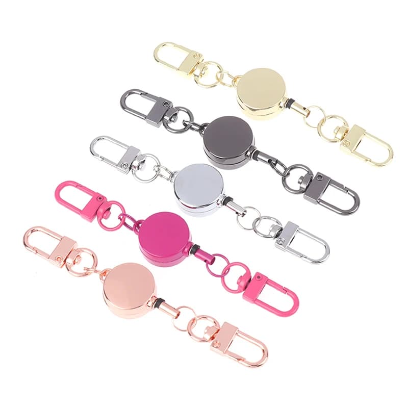 21MM Metal Anti-theft Keychain with Easy Pull Corda, Elastic Sport Keyring Ring for Nurses