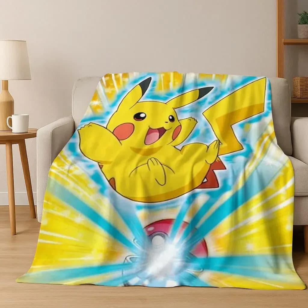 Coperta in flanella 3D Pokemon Pikachu Monster Elf Child, coperta morbida e calda per camera da letto, soggiorno, letto, viaggio, campeggio, picnic, regalo