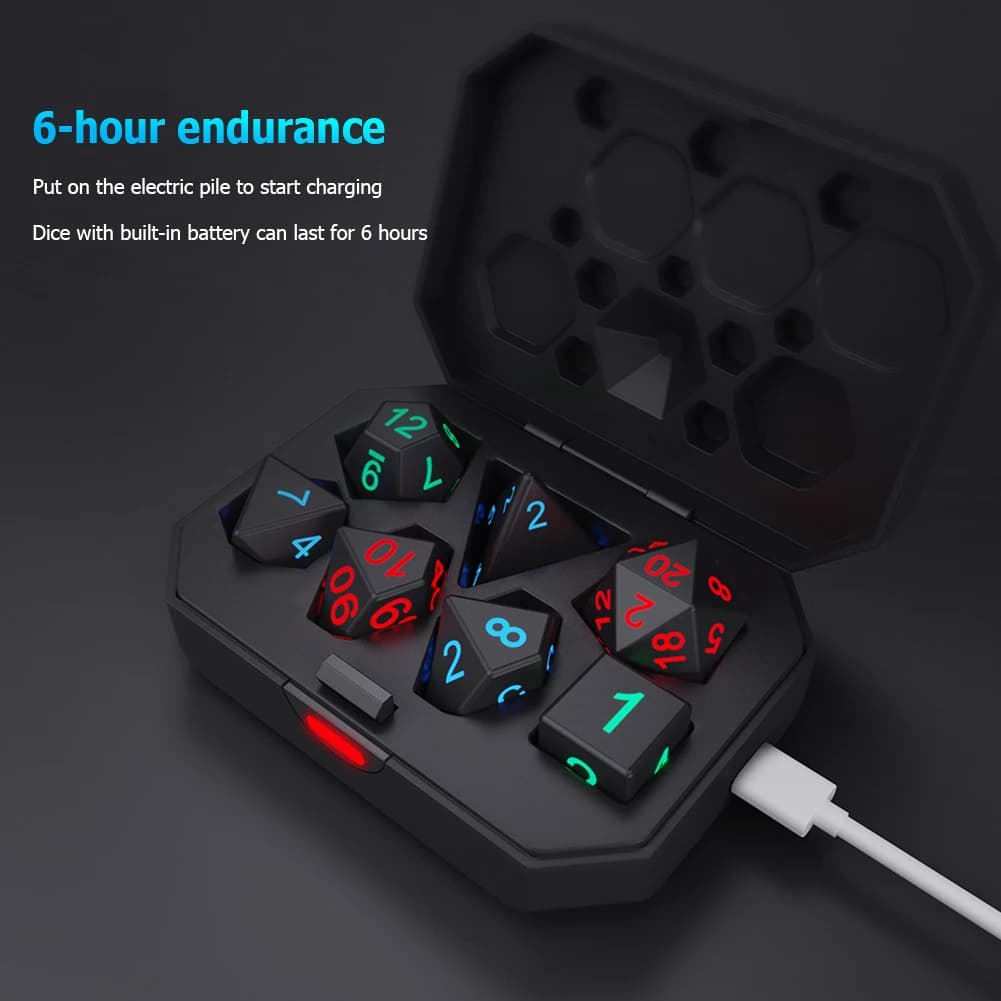 7 pz/set elettronico luminoso LED DND dadi Set dadi a più lati per adulti gioco da tavolo Party Entertainment Toys