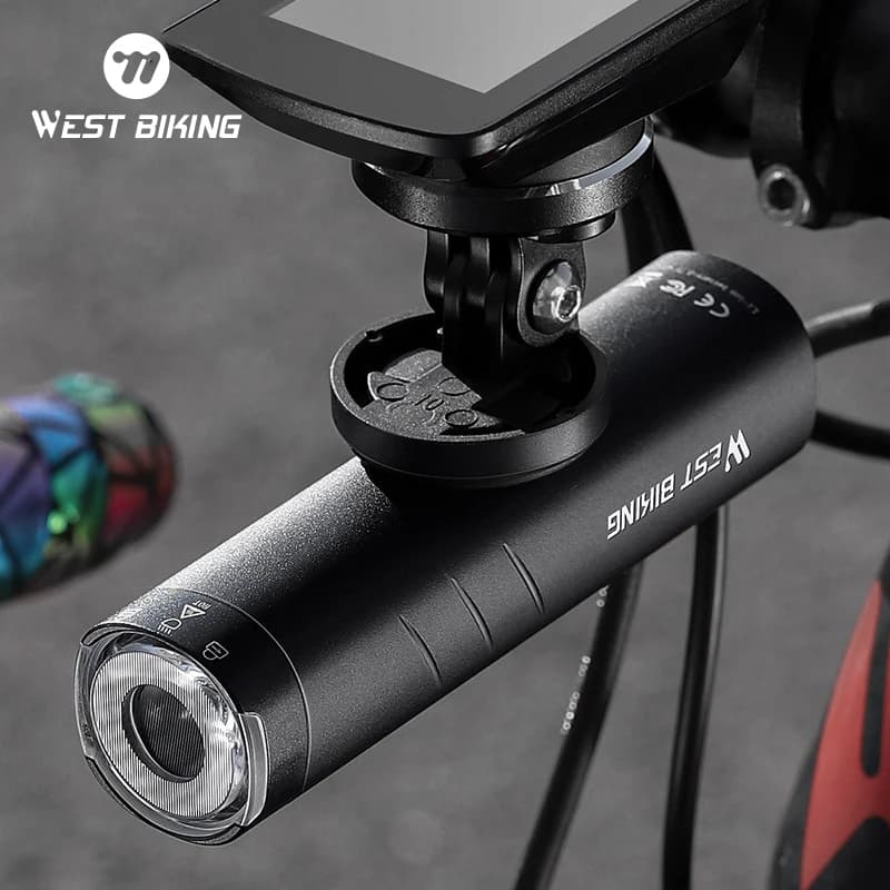 WEST BIKING 600/1200/1500 Lumens Bicycle Headlights IP66 Waterproof Bicycle Anti-reflective LED Light Double mounting base