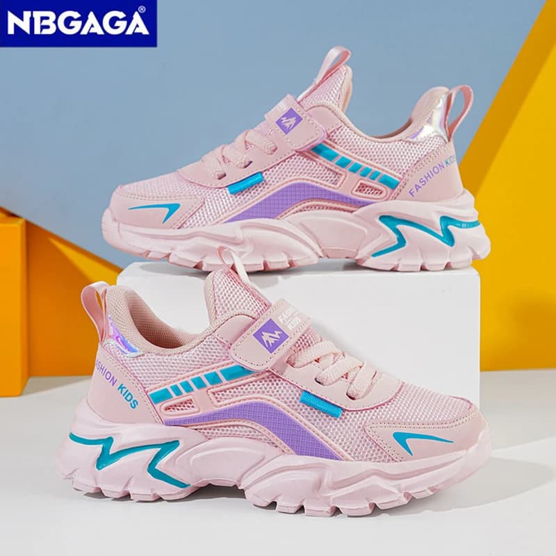 Primavera New Kids Sneakers ragazze Casual Mesh Solid Pink School Shoes Outdoor traspirante Running Shoe Tenis antiscivolo bambini Sport