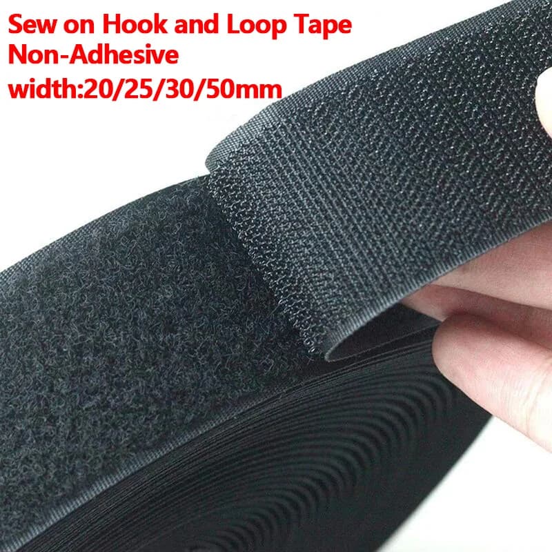 Nastro in velcro non adesivo da 1 metro, in tessuto di nylon nero per cucito fai da te, abbigliamento, accessori e decorazioni per la casa