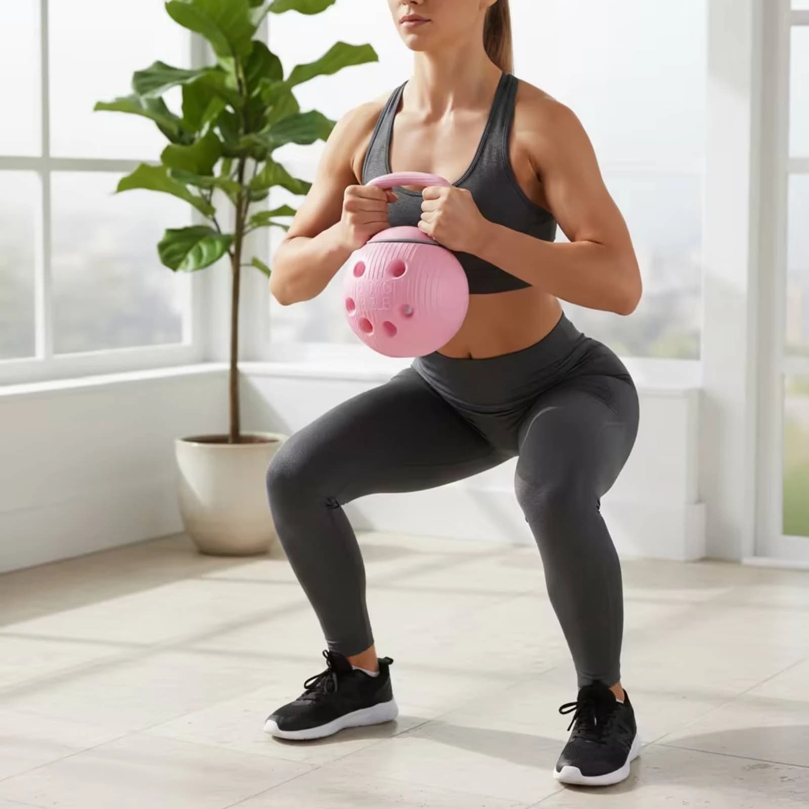 3-in-1 Kettlebell Ribbed Multi-Handle Kettlebell 3-in-1 Fitness Weight Space-Saving Compact for Adults, Strength Training