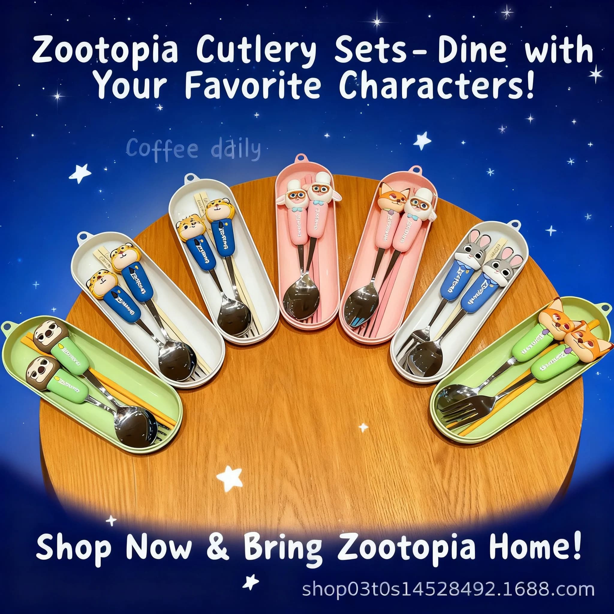Set di posate Zootopia Judy Nick in acciaio inossidabile 304, simpatici utensili da cucina, bacchette in lega, cucchiaio da zuppa per la casa