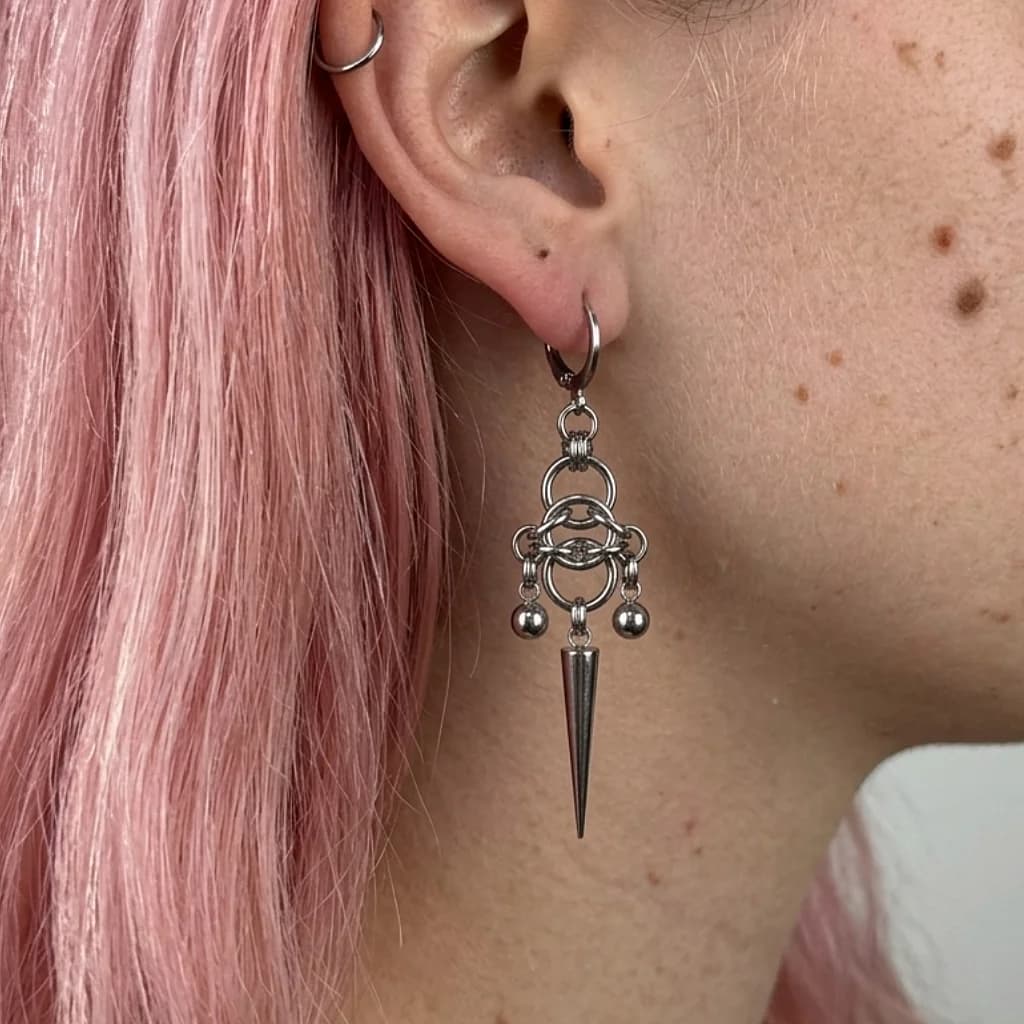 Punk Jewelry Chain Splicing Rivet Earrings for Women Fashion Cool Geometric Rivet y2k Earrings Goth Accessorie Grunge Rock