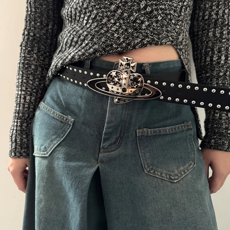Cintura Unisex in Jeans, Cintura di Lusso Designer Westwood da Uomo e Donna, Cinture Gotiche Y2K da Uomo, Cinture Punk con Rivetti, Cintura Larga da Donna, Taglie Forti