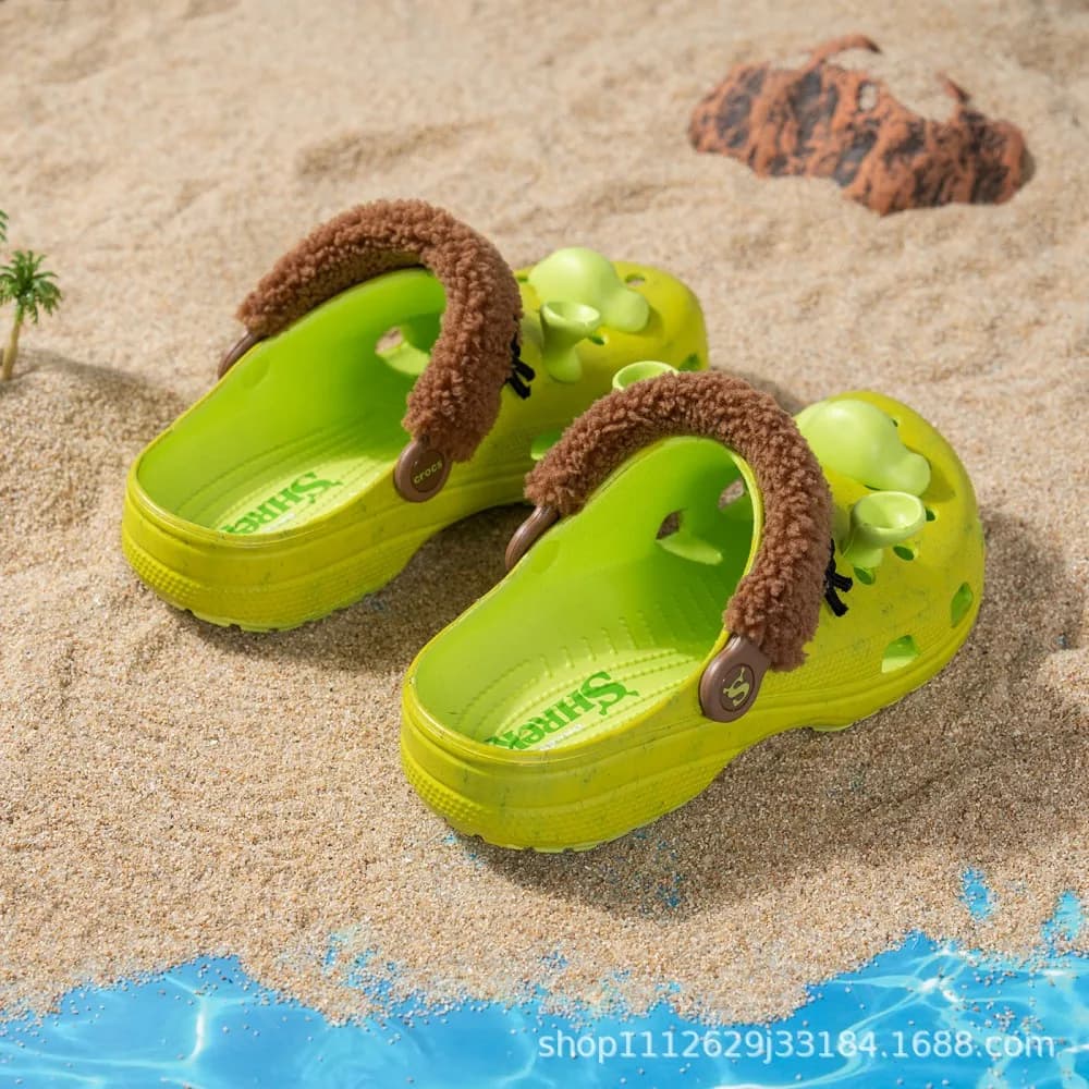 Cartoon Slippers Waterproof Eva Outdoor Sandals Monster Shrek Adult Casual Beach Suitable Casual Ankle-wrap Shoes Gift