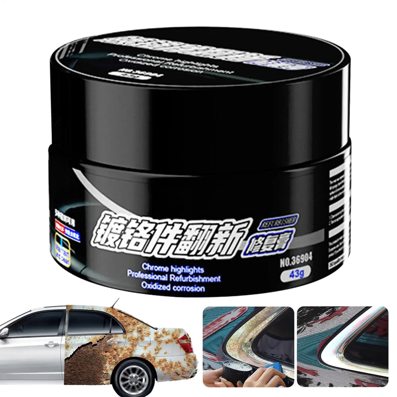 Lucidante Universale Cromato per Auto 43g, Composto Rinnovante per Metallo, Maniglie, Finestrini e Finiture, Rimuove la Ruggine per Auto