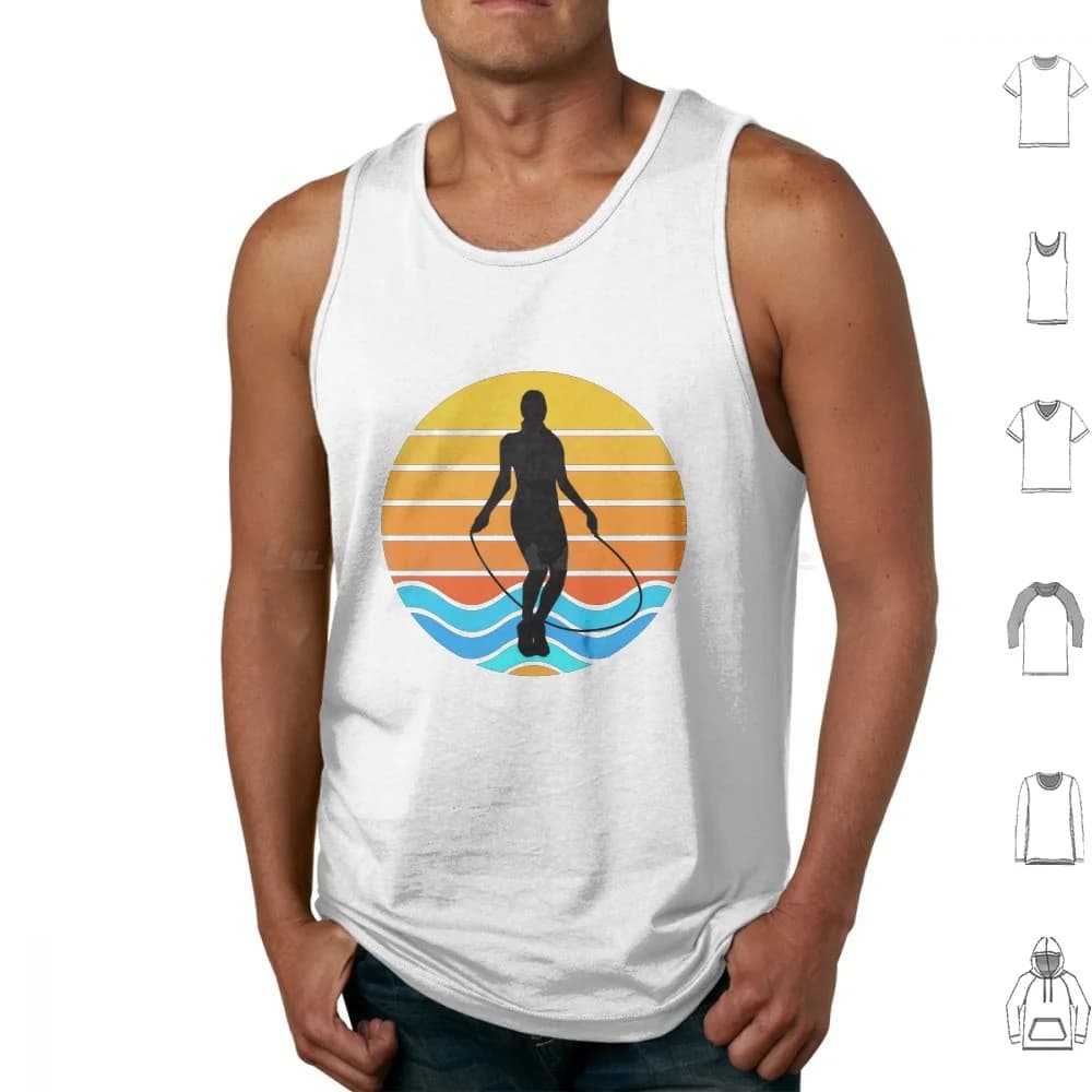 Sunset Rope Skipping Rope Jumping Sunset Sun. Tank Tops Vest Sleeveless Sunset Jump Rope Rope Skipping Jumprope Move Movement