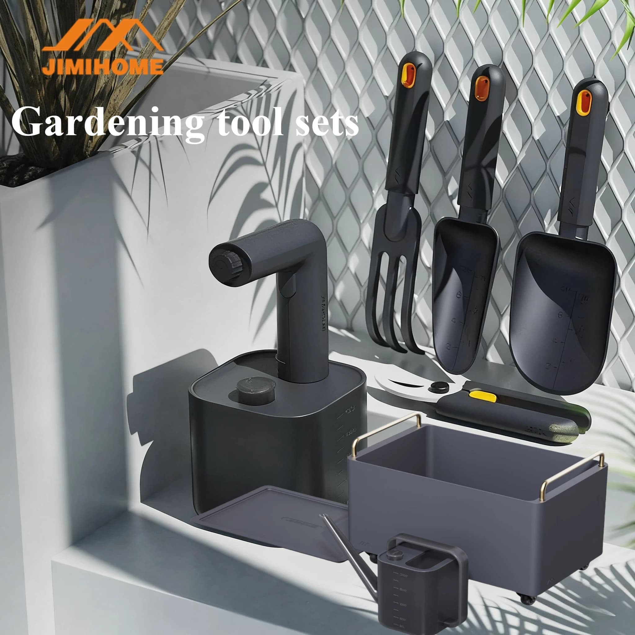 JIMIHOME Gardening Tool Set 1 liter electric watering machine, pruning shears, shovel, rake, watering machine and various combined tools