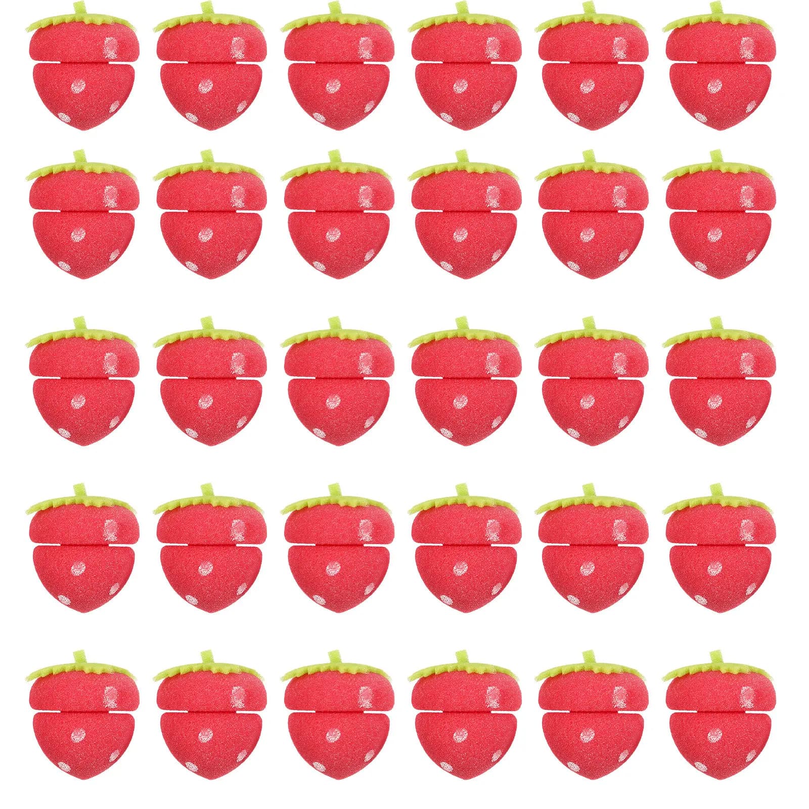 30 Pezzi Bigodini a Spugna a Forma di Fragola per Donne, Rulli Flessibili in Schiuma per Capelli, Bigodini Senza Calore per Styling Notturno, per Capelli Lunghi e Corti