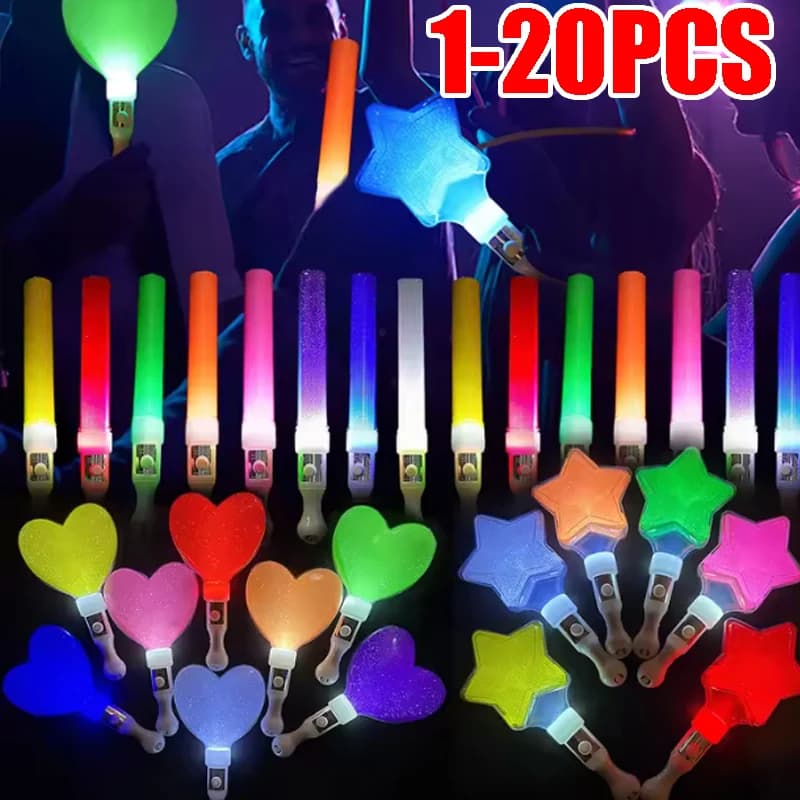 Heart Glow Stick Effect Concert Fluorescent Support Stick for Idol Fan Meetings Wedding Party Atmosphere Lighting Flash Prop