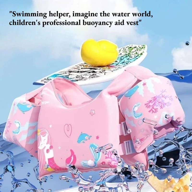 Giubbotto di salvataggio e bracciali galleggianti per neonati con design a cartone animato, giubbotto galleggiante per bambini con bracciali galleggianti, attrezzatura per il nuoto per bambini