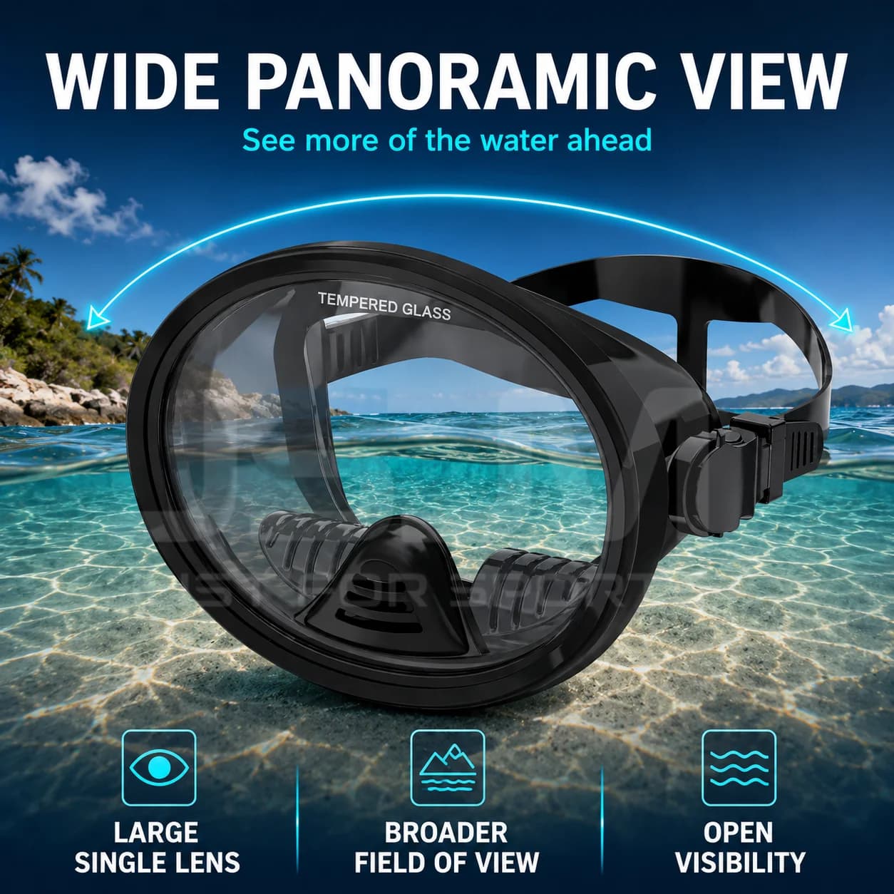 JSJM New Anti-Fog Diving Mask with Purge Valve Tempered Glass Diving Goggles Leak Proof Silicone Swim Mask for Adults Men Women