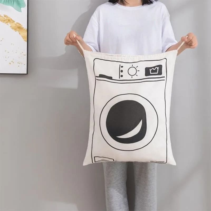 Large bag of cotton linen and linen clothes toys storage bag print fabric coulisse bag clothes dirty organizer bags
