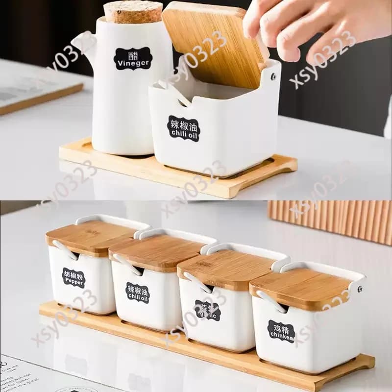 Set di barattoli in ceramica per condimenti, contenitori da cucina per sale, zucchero e spezie