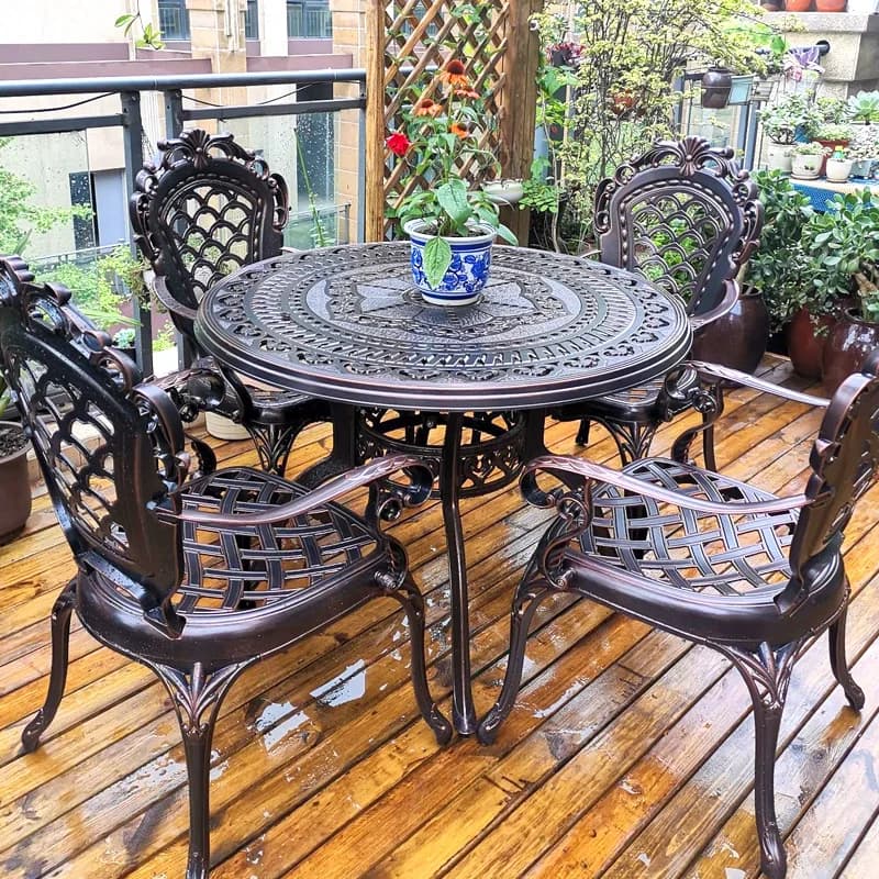 Tavoli e sedie da esterno in alluminio pressofuso BBQ villa giardino terrazza per il tempo libero in ferro battuto all'aperto pendolo esterno cortile balcone