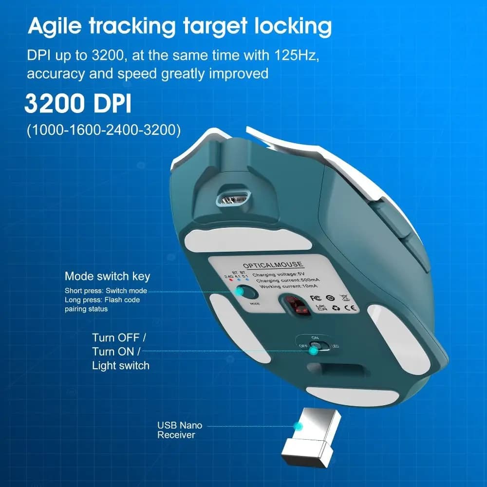 Dual-Mode Wireless Mouse Silent Smart LCD Display Bluetooth Mouse Rechargeable Portable Tablet Universal Mouse Office Gaming