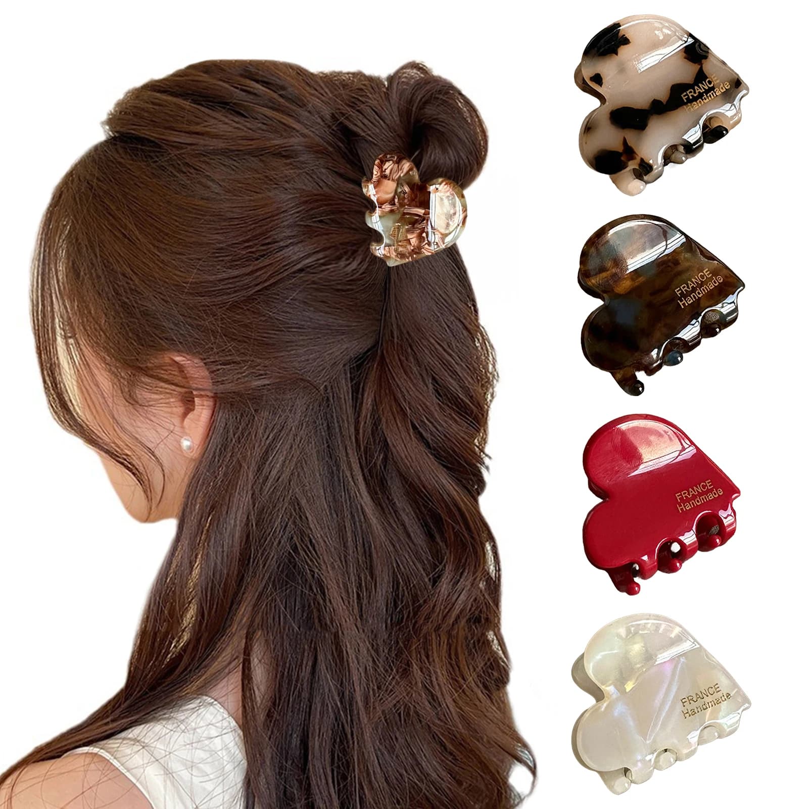 Love Shaped Shark Claw Clips Elegant Styling Tool Strong Grip Ponytail Barrettes Hair Accessory Non-slip Jaw Clips Girls