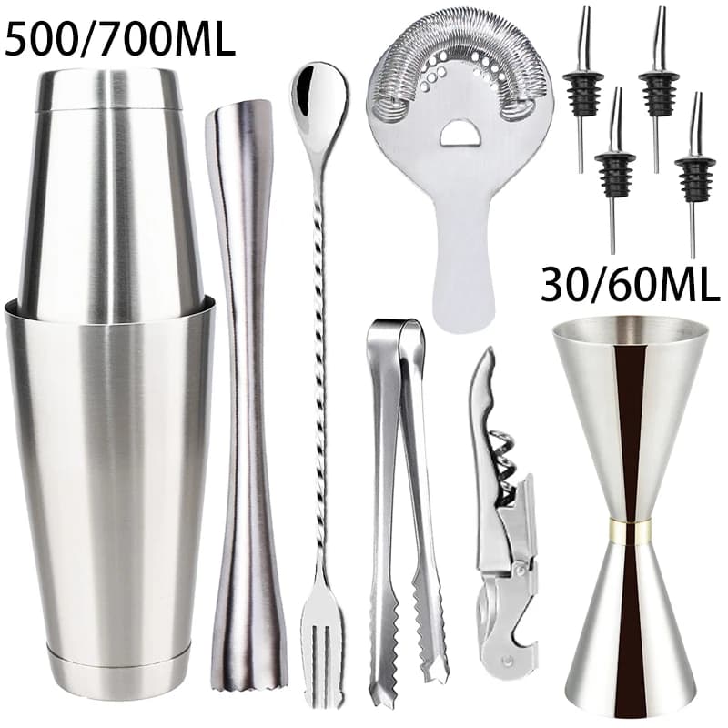 2025 Nuovo professionale Boston Acciaio inossidabile Cocktail Shaker Mixer Wine Martini Shaker per barista Drink Party Bar Tools Set