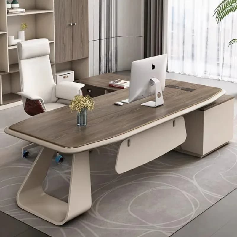 Scrivania da Ufficio di Design di Lusso, Organizzatore Estetico, Scrivania Regolabile per Computer con Spazio di Archiviazione, Mobili Moderni in Legno