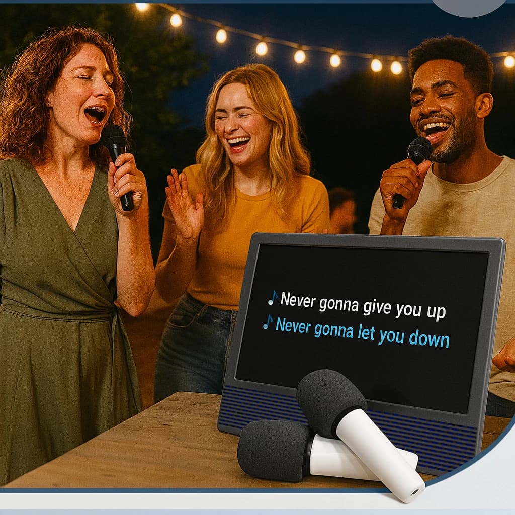 Macchina Karaoke Portatile da Esterno con Schermo da 14 Pollici, Boombox TV con Microfono e Riproduzione USB per Feste in Famiglia Pro