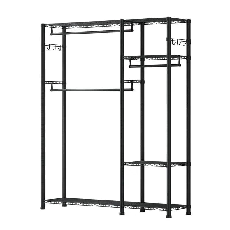 Heavy Duty Metal Wardrobe Organizer 47"x18"x71" for Bedroom Clothing Store Hallway, 800 Lbs Capacity 6 Adjustable Shelves 3 Hanging Rods Multi-Tier Storage System Steel Construction