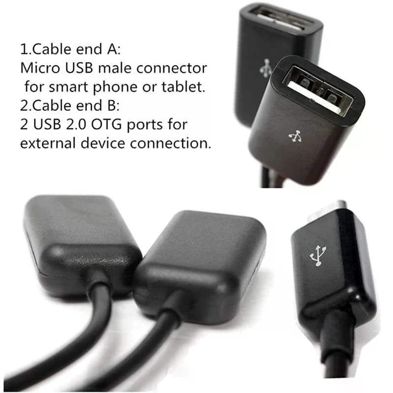 Cavo Adattatore Host OTG Dual Micro USB per Tablet PC e Smartphone di Marca
