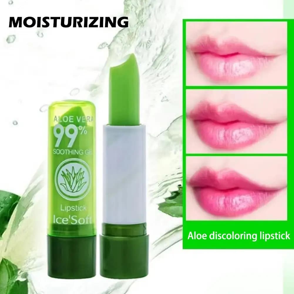 Aloevera Lip Balm Changing Color Moisturizing Lipstick Long-Term Waterproof for Women Color Variable Lip Care
