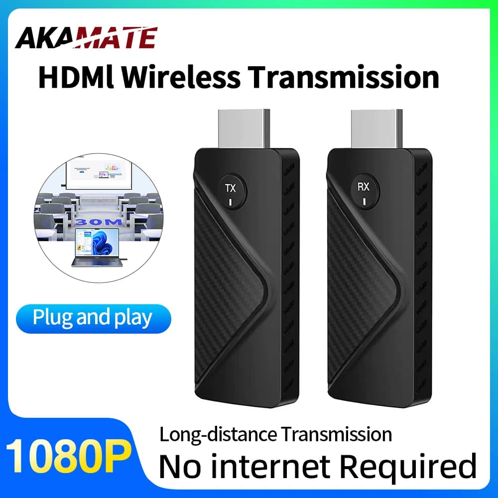 Kit stick di prolunga per trasmettitore e ricevitore HDMI wireless 1080P Adattatore dongle universale da 30 M per PC, fotocamera, laptop per monitorare