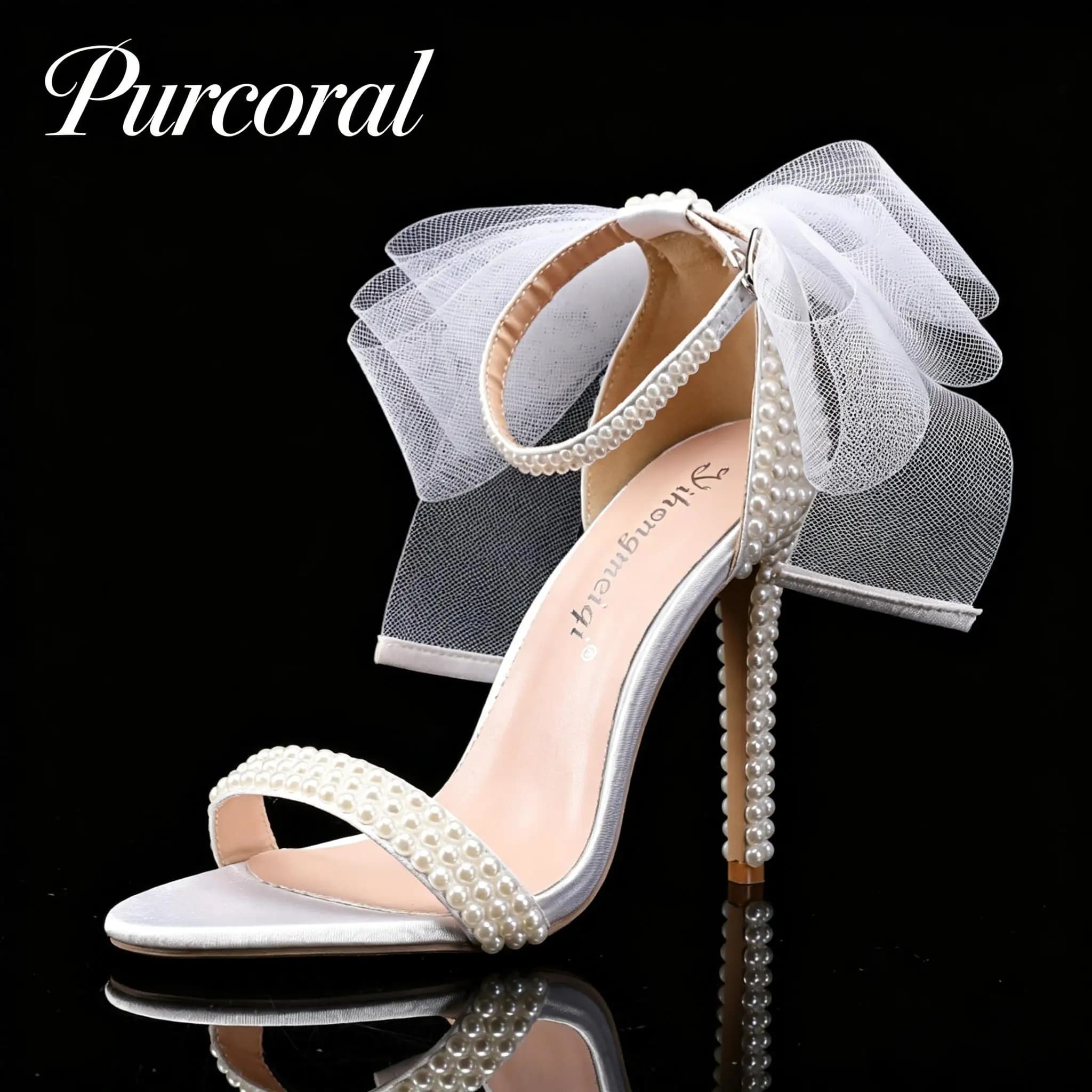 Purcoral 2026 Nuove Scarpe da Sposa con Confezione Raffinata, Ideali come Regalo, Sandali con Tacco Alto per Matrimonio