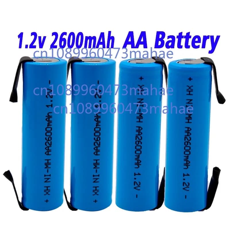 New rechargeable battery AA 1.2V 2600mah AA NiMH battery with welding pins for toys toothbrush electric shaver DIY